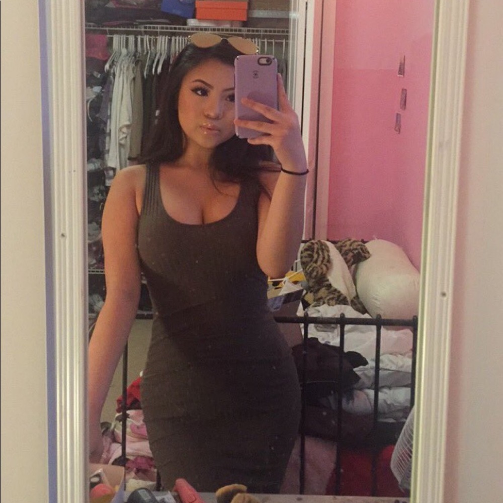 Olive Green Midi Bodycon Dress